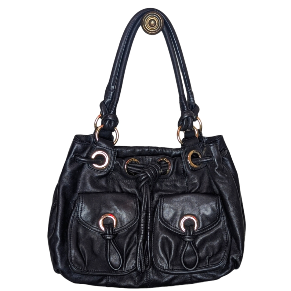 Michael Kors black leather shoulder bag